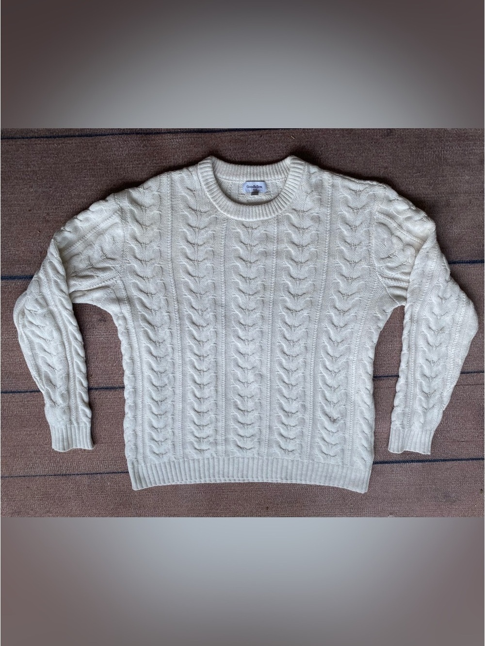 Goodfellows cotton blend chunky cable knit crewneck sweater XL coastal fisherman